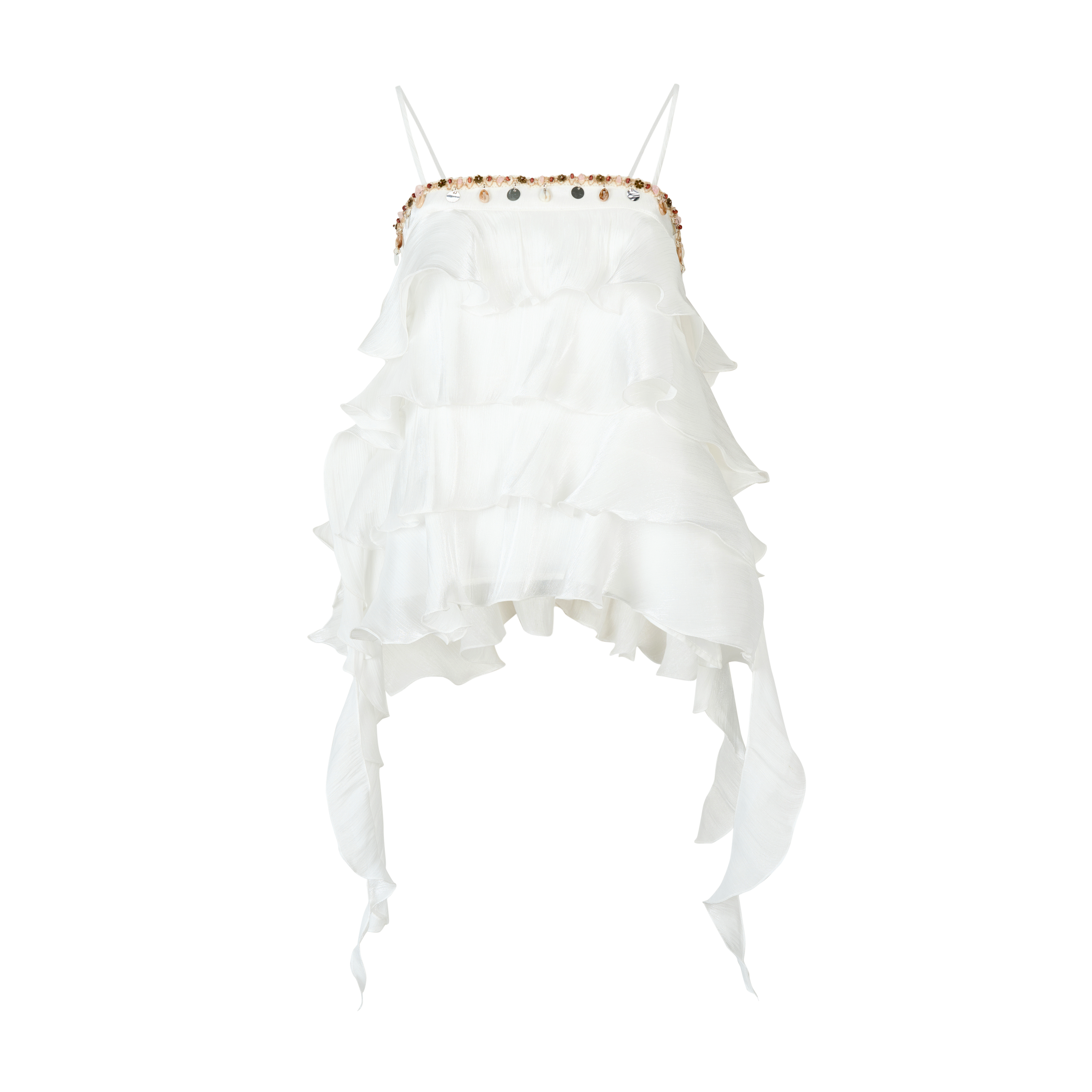VIA PITTI VIABTP285&amp;VIABS289 Ribbon strap tiered top + skirt set (2color)
