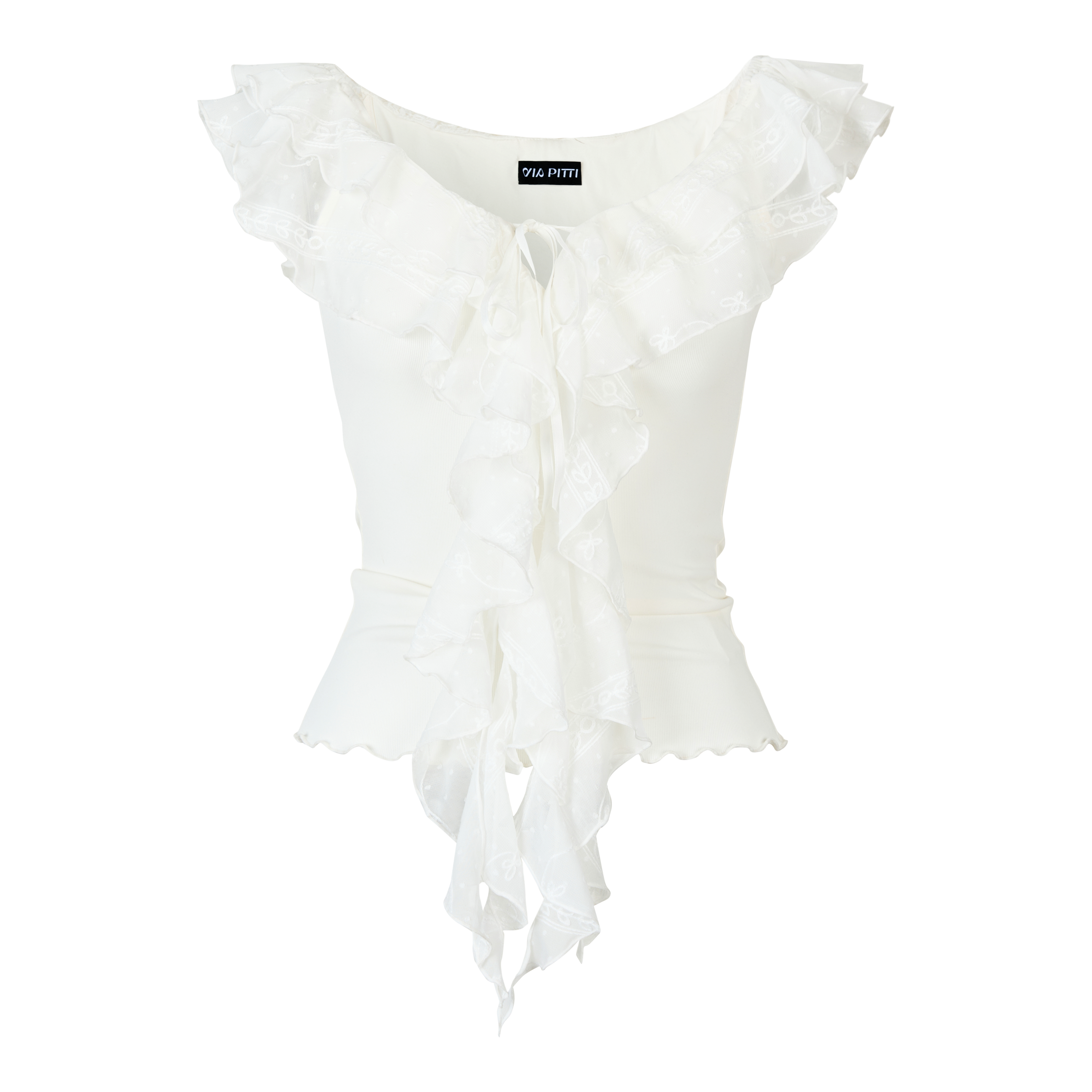 VIA PITTI VIABTP304 Lace collar short sleeved top