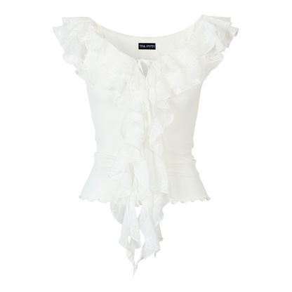 VIA PITTI VIABTP304 Lace collar short sleeved top