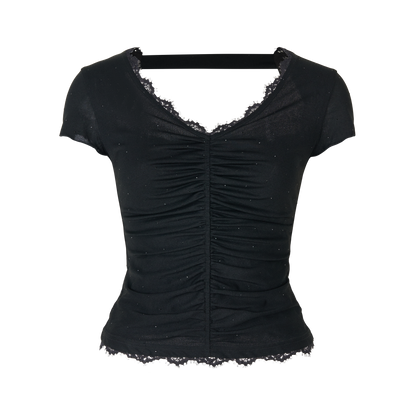 VIA PITTI VIABTP264 Lace backless beaded T-shirt