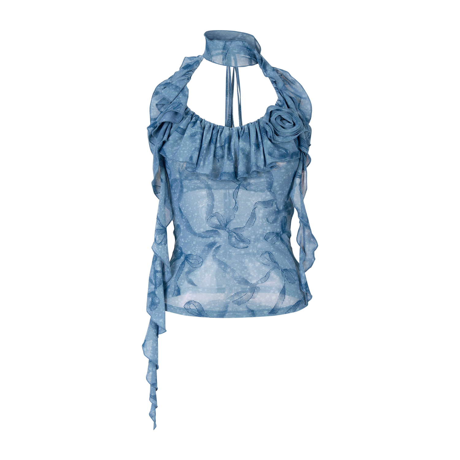 VIA PITTI VIABTP253 Flower ribbon halter neck vest (2color)
