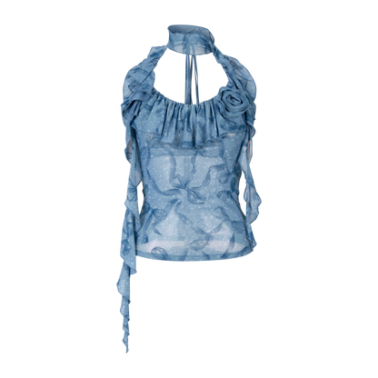VIA PITTI VIABTP253 Flower ribbon halter neck vest (2color)