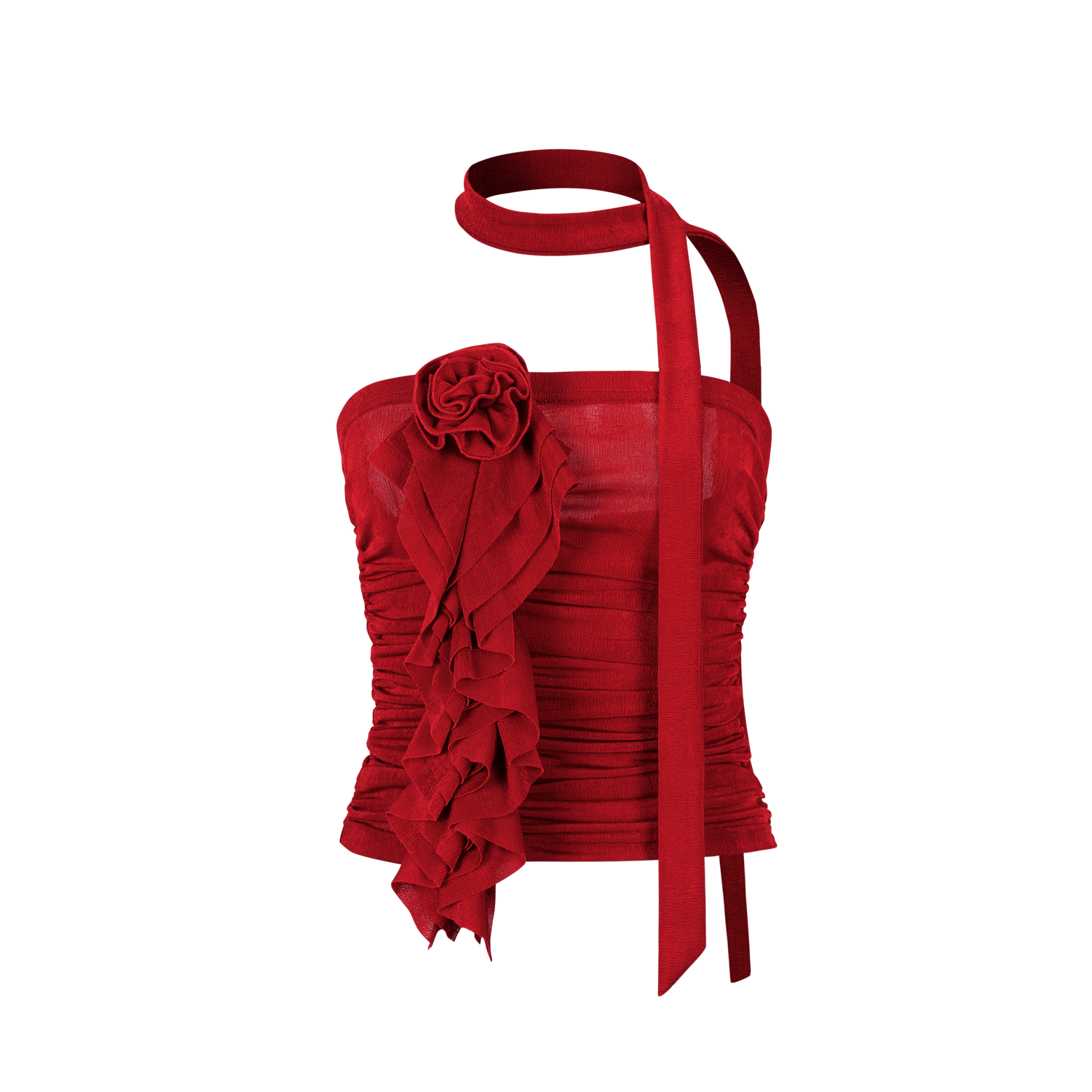 VIA PITTI VIABTP302 Pleated flower ribbon strapless vest