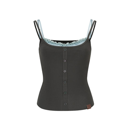 VIA PITTI VIADTP767 Splicing button decoration camisole vest