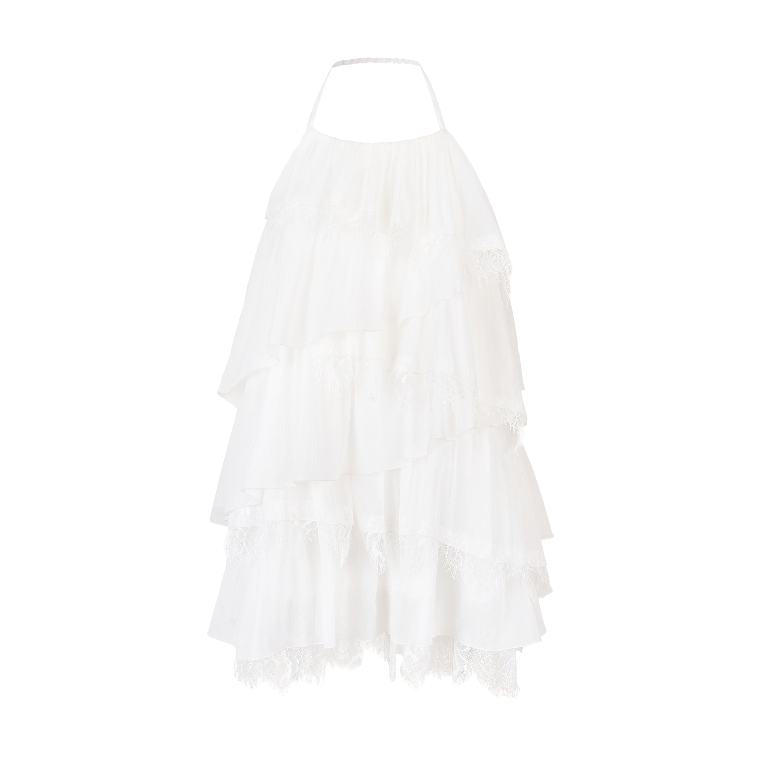 VIA PITTI VIABD335 Lace patchwork tiered dress