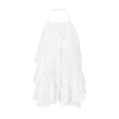 VIA PITTI VIABD335 Lace patchwork tiered dress