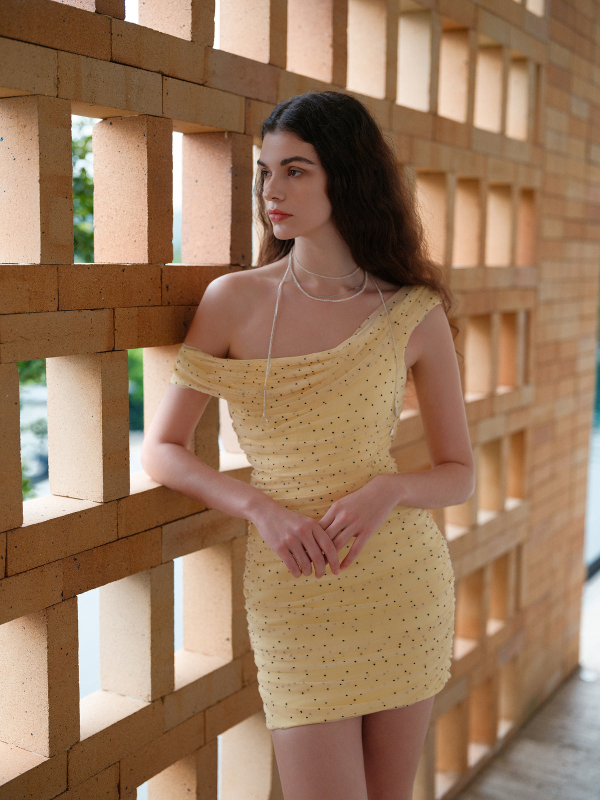 SHEERLUCK SLLYQ25125 Wave point mesh slim fit dress(3color)
