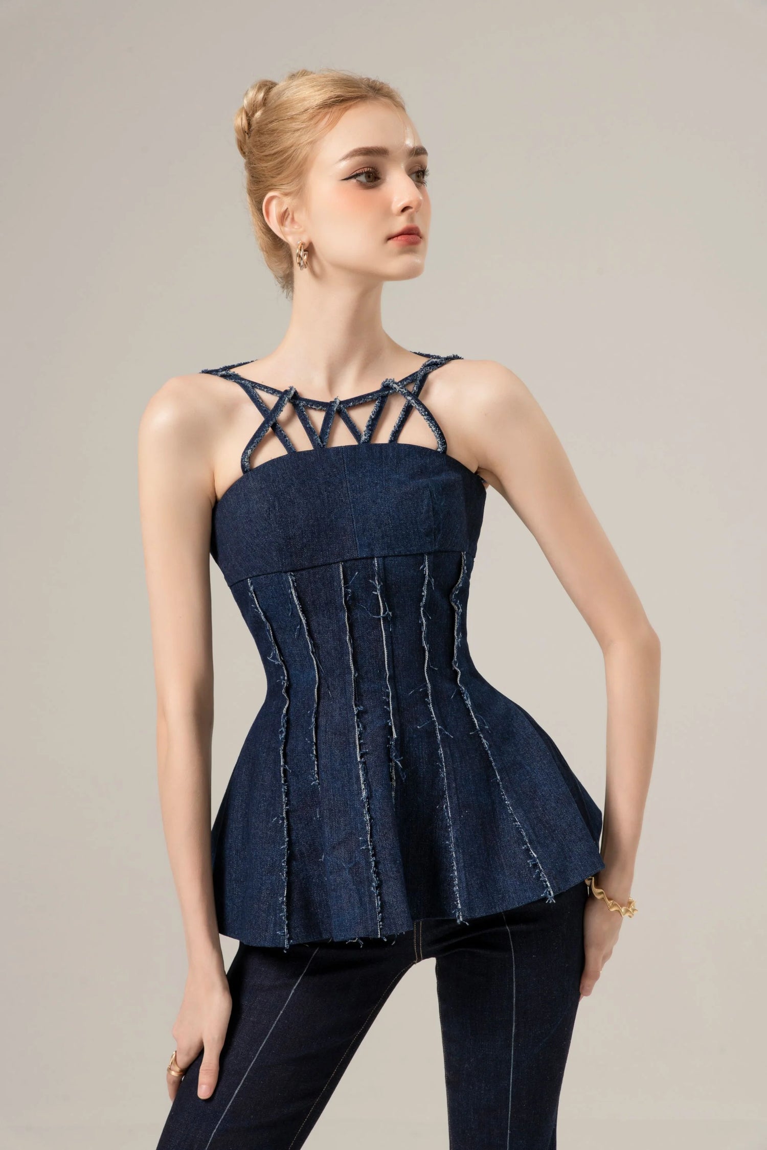 CICI Charlene Denim Peplum Set Or Separate