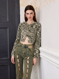 ROCHA ROMA Camouflage hollow-out cardigan