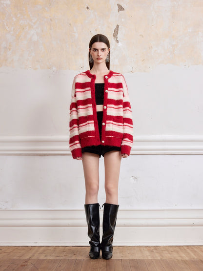 ROCHA ROMA Red striped cardigan