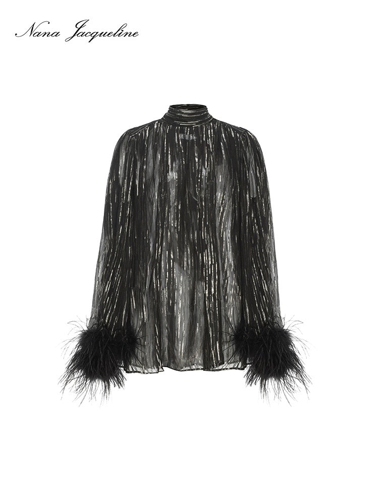 NJ Ostrich hair silk shirt