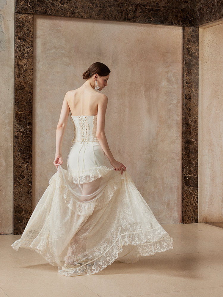 Fa Sogno FSN25AW-SK-01&amp;FSN25AW-BST-02 Retro corset + chiffon skirt