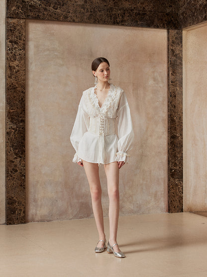 Fa Sogno FSN25AW-SHT-10&amp;FSN25AW-BST-11 Lace shirt + waistband set