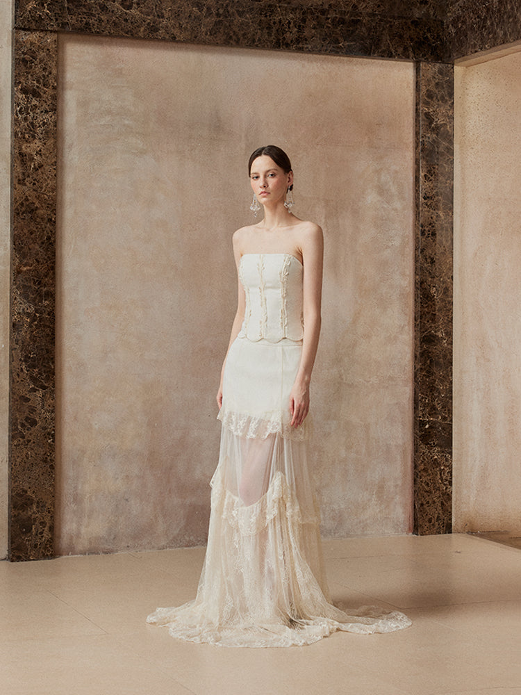 Fa Sogno FSN25AW-SK-01&amp;FSN25AW-BST-02 Retro corset + chiffon skirt