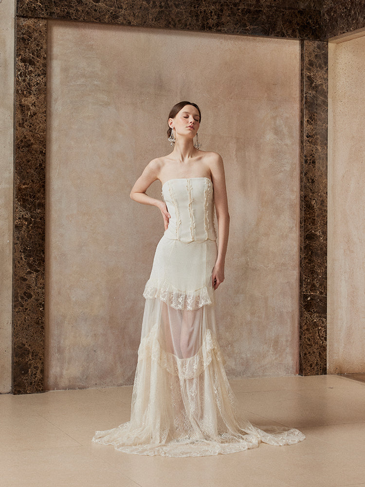 Fa Sogno FSN25AW-SK-01&amp;FSN25AW-BST-02 Retro corset + chiffon skirt