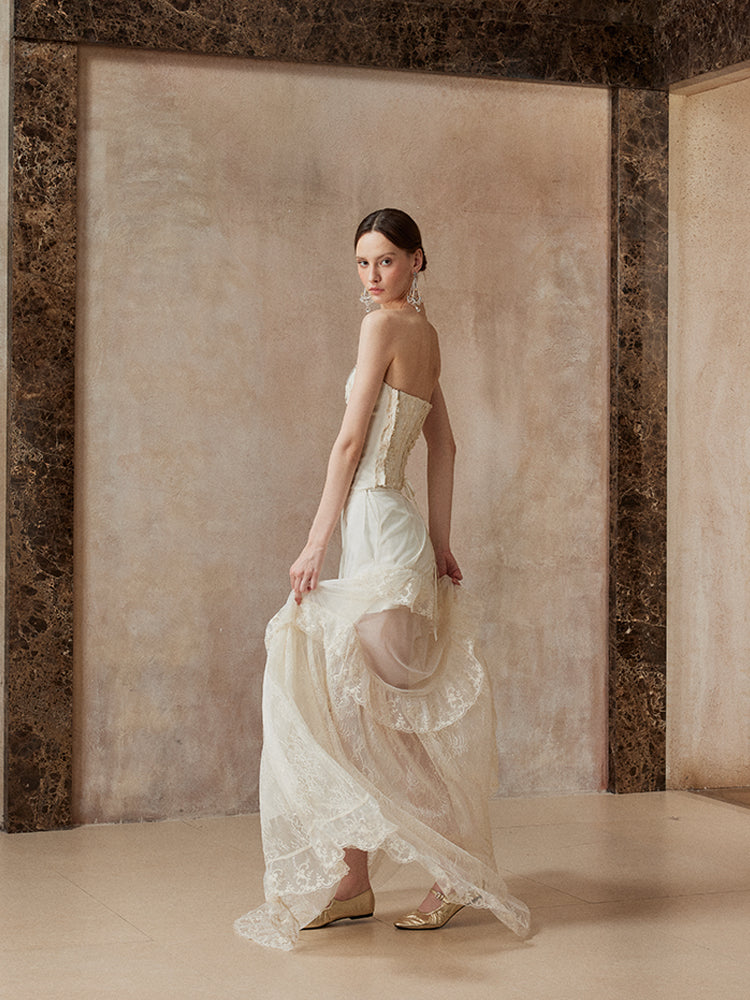 Fa Sogno FSN25AW-SK-01&amp;FSN25AW-BST-02 Retro corset + chiffon skirt