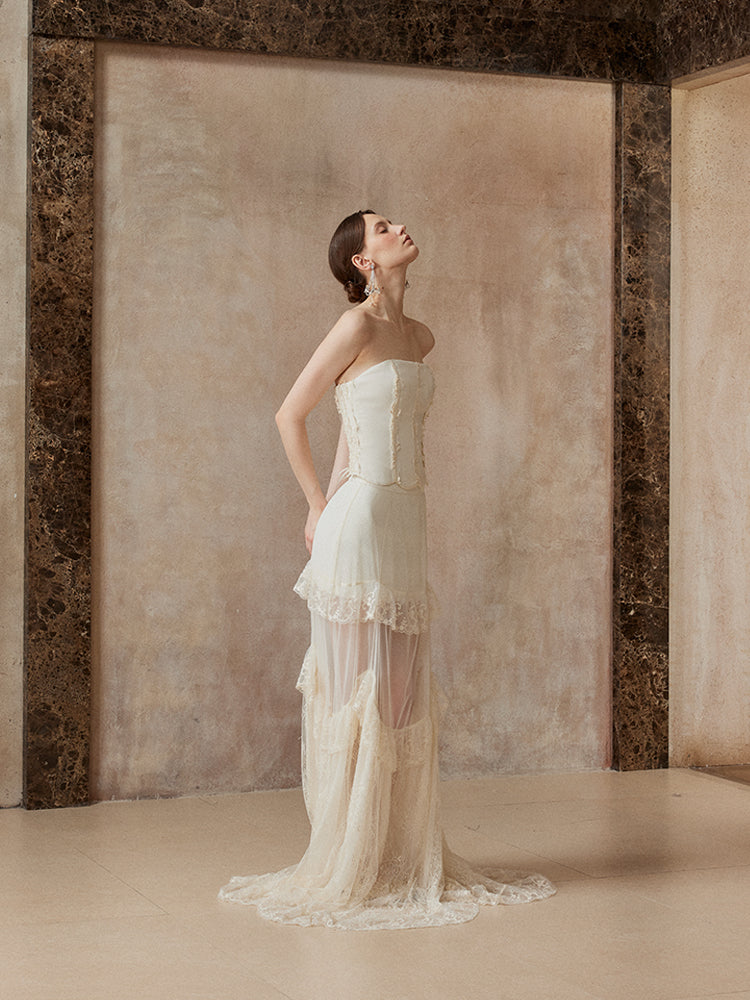 Fa Sogno FSN25AW-SK-01&amp;FSN25AW-BST-02 Retro corset + chiffon skirt