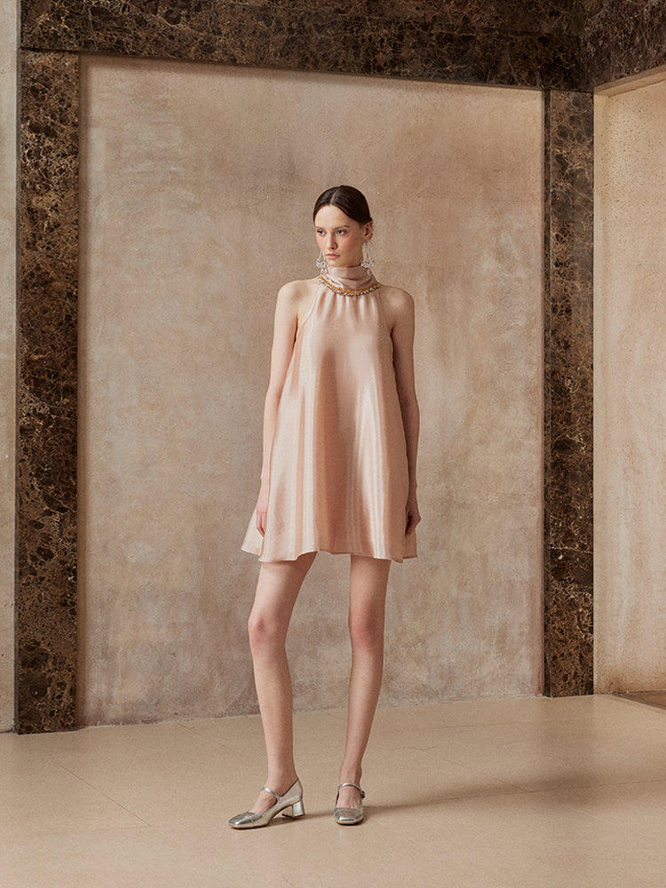 Fa Sogno FSN25AW-DR-05 Light pink halter neck dress