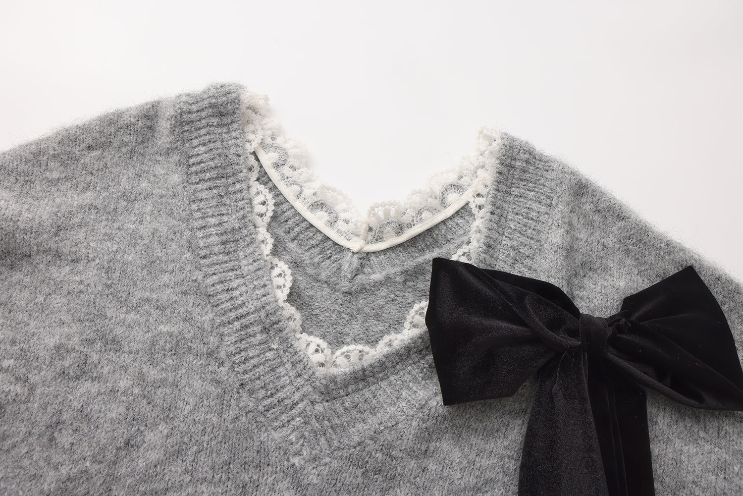 Sweater with detachable bows (Grey)