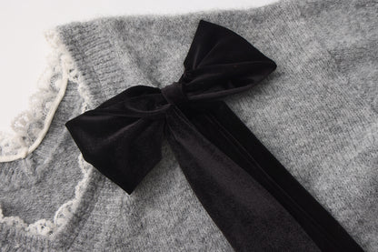 Sweater with detachable bows (Grey)