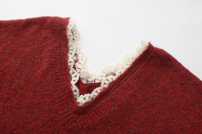 Sweater with detachable bows (Red)