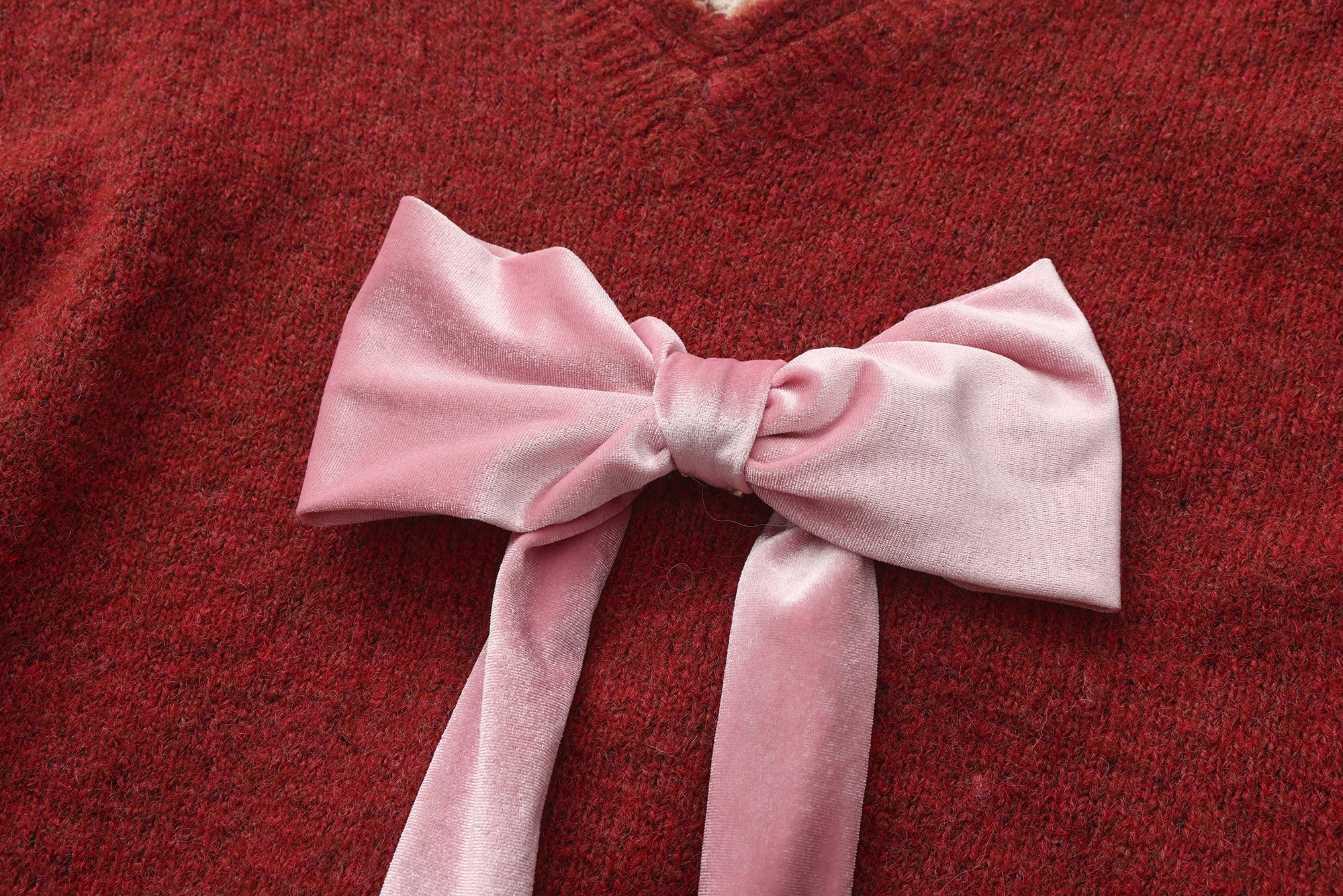 Sweater with detachable bows (Red)