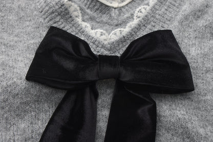 Sweater with detachable bows (Grey)