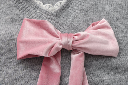 Sweater with detachable bows (Grey)