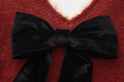 Sweater with detachable bows (Red)