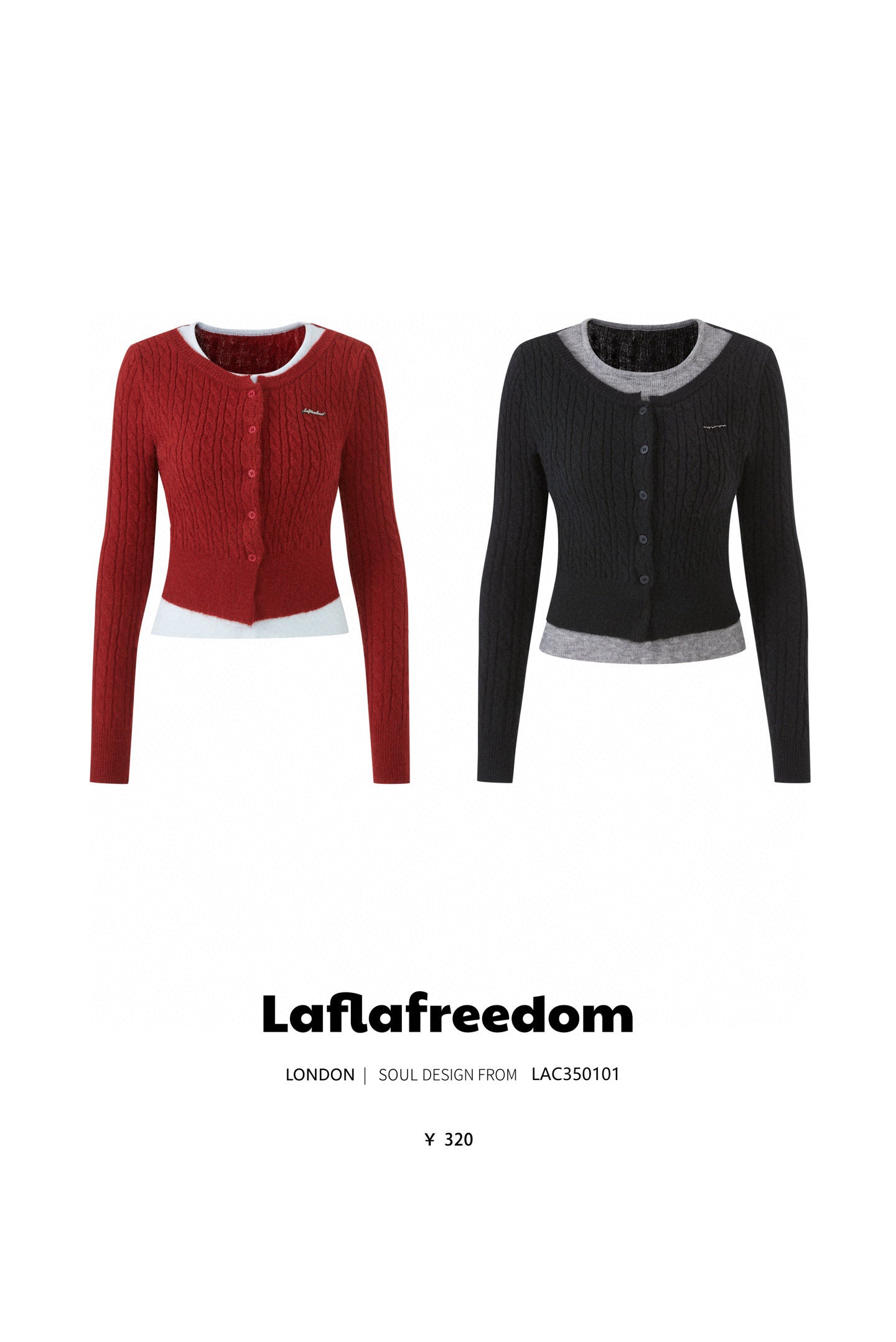 Lafreedom LAC350101 Fake two contrasting knitted tops (2color)