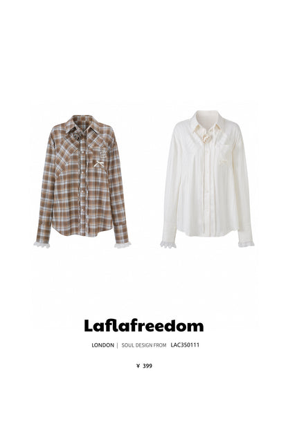 Lafreedom LAC350111 Lace patchwork shirt (2color)