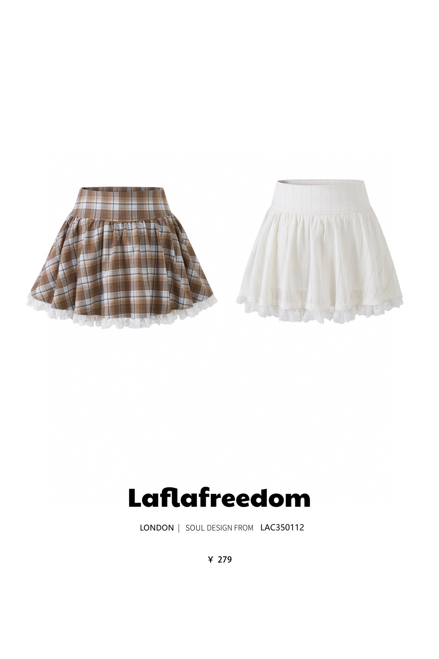 Lafreedom LAC350112 Lace patchwork plaid skirt (2color)