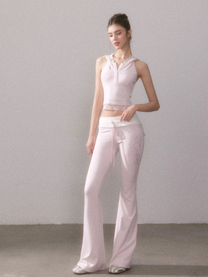 YZZI HE Lace hooded knitted yoga top + pants