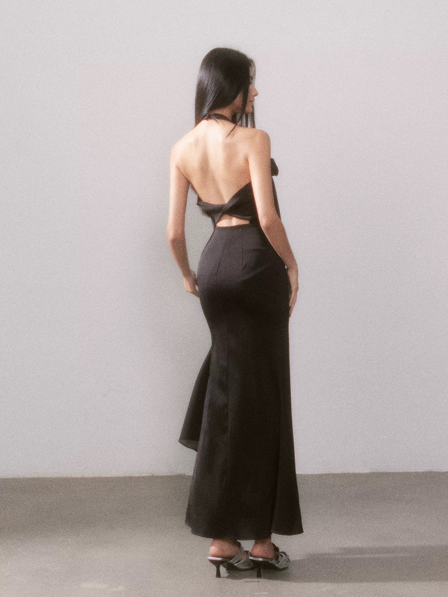 YZZI HE Satin pleated glossy dress