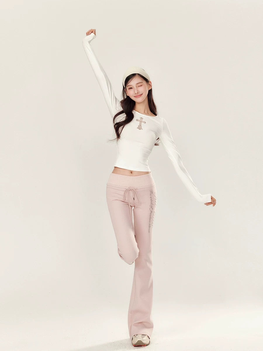 YZZI HE Embroidered hollowed out slim fit long sleeved top