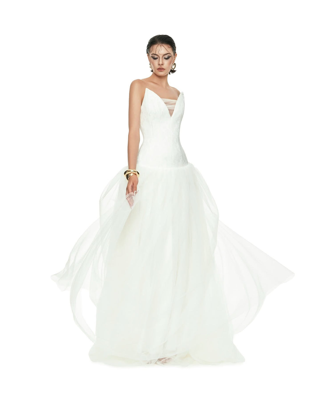 Kathy V-neck waist cinching maxi dress