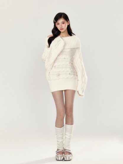 YZZI HE Handmade beaded one shoulder sweater