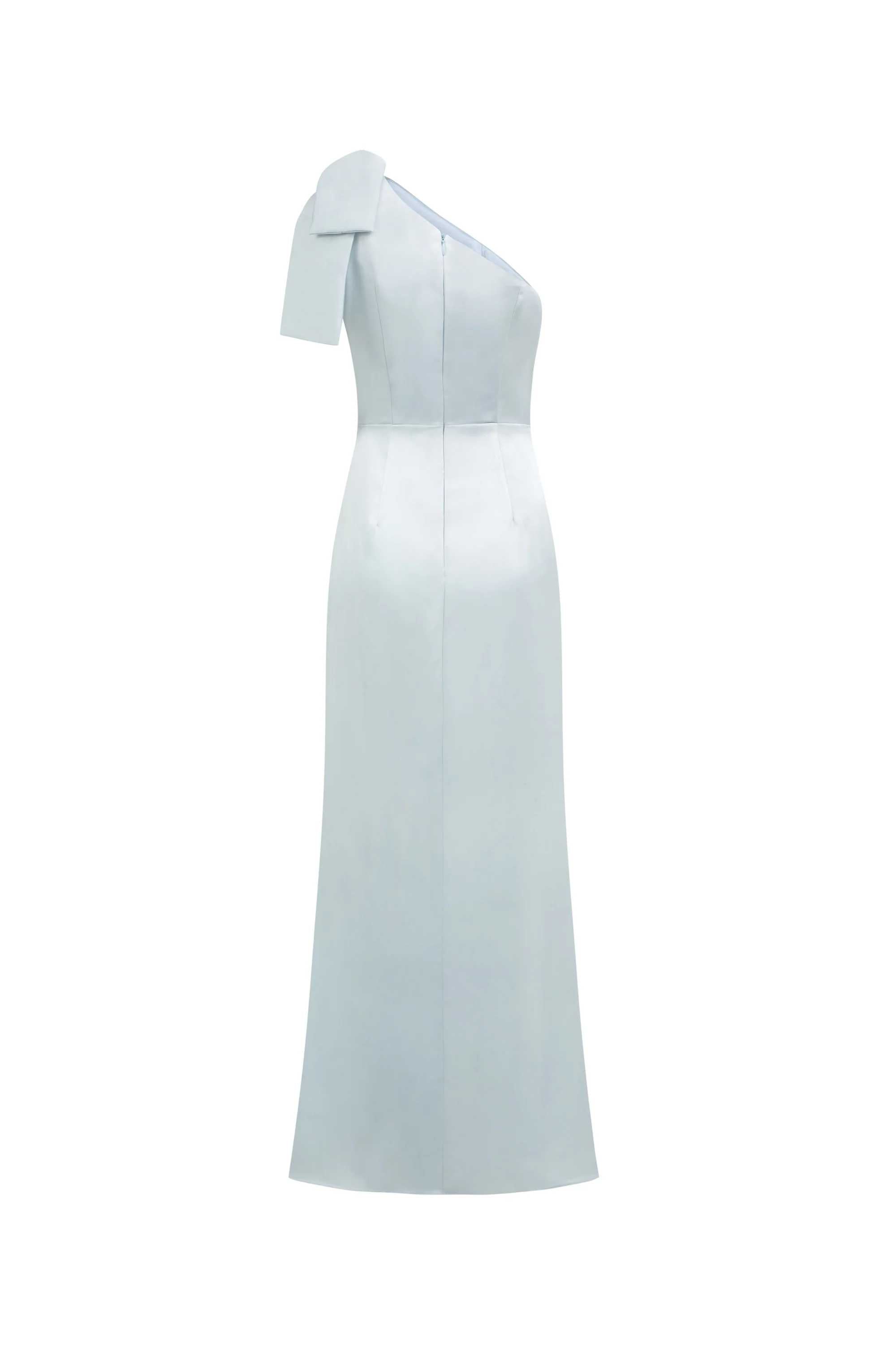 Phoebe Light blue one shoulder bow tie dress