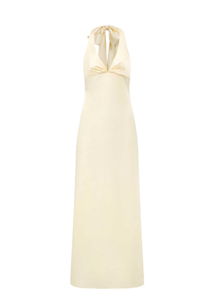 Phoebe  V-neck halter neck bow dress