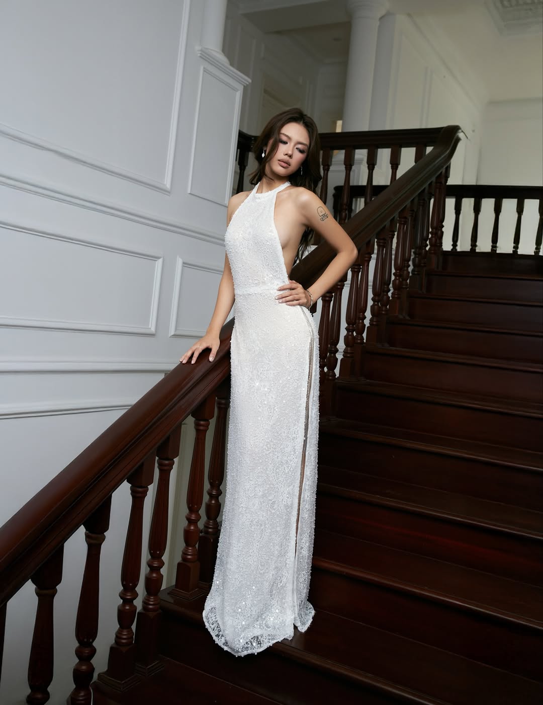 Phoebe White Halter Gown