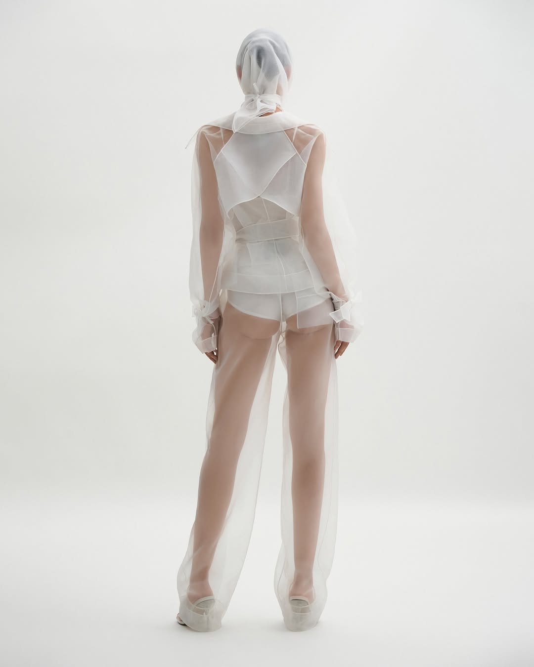 DATT SHEER CROPPED TRENCH &amp; SHEER TROUSERS