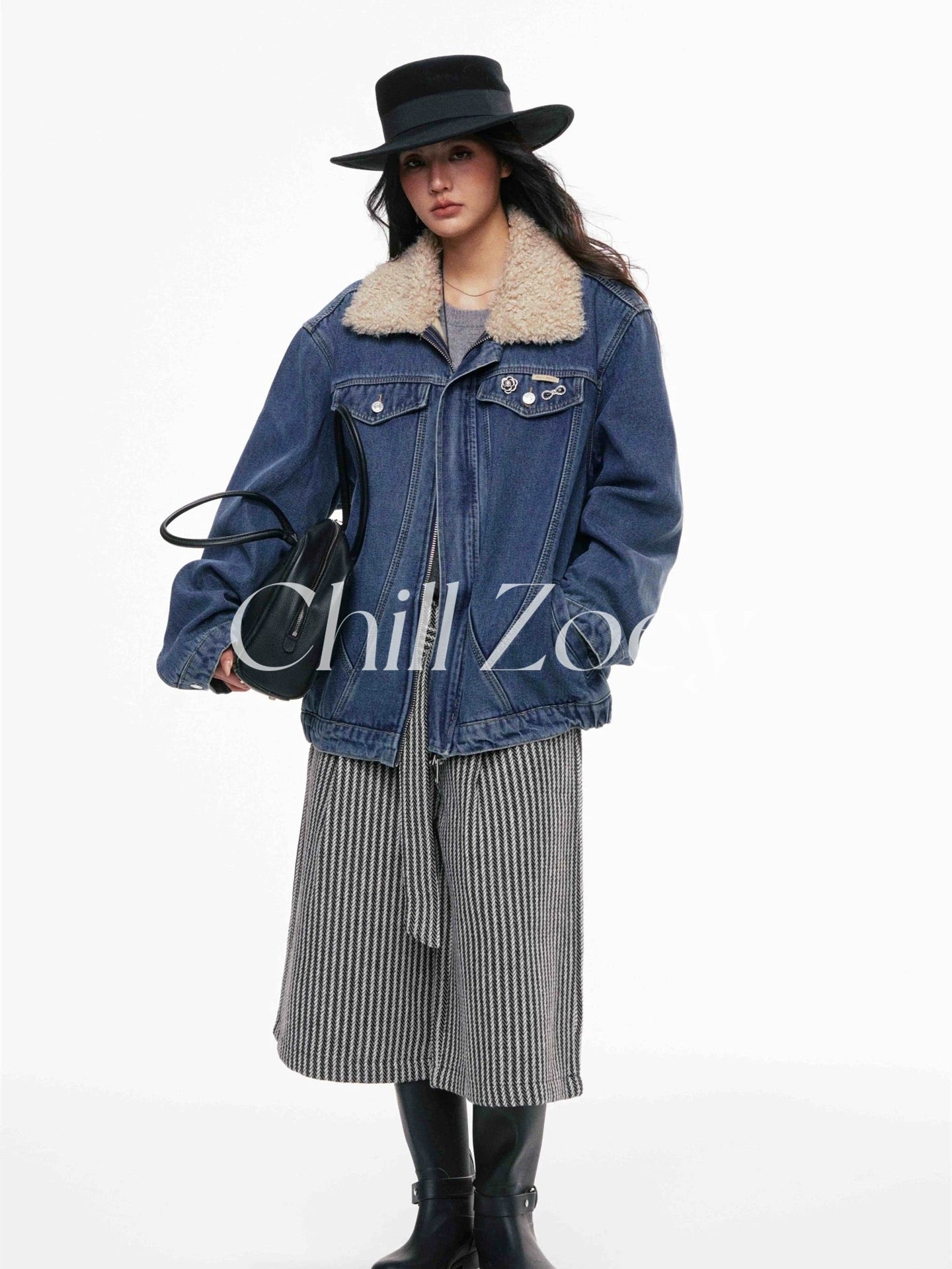 Chill Zoey Snow sleeping denim jacket