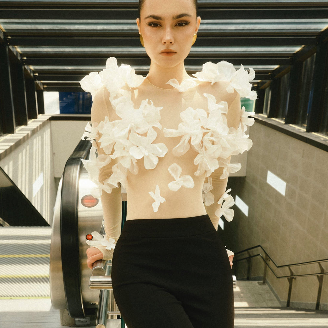 MAEL FEMME 3D floral top & Pants