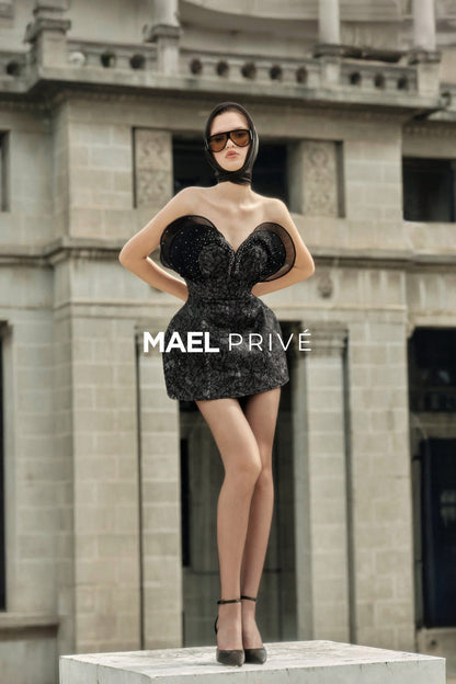 MAEL FEMME Black floral mini dress