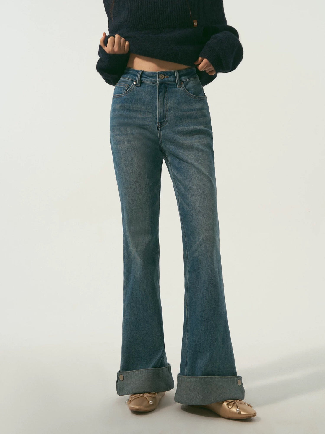 SOMESOWE Flip up micro flared jeans