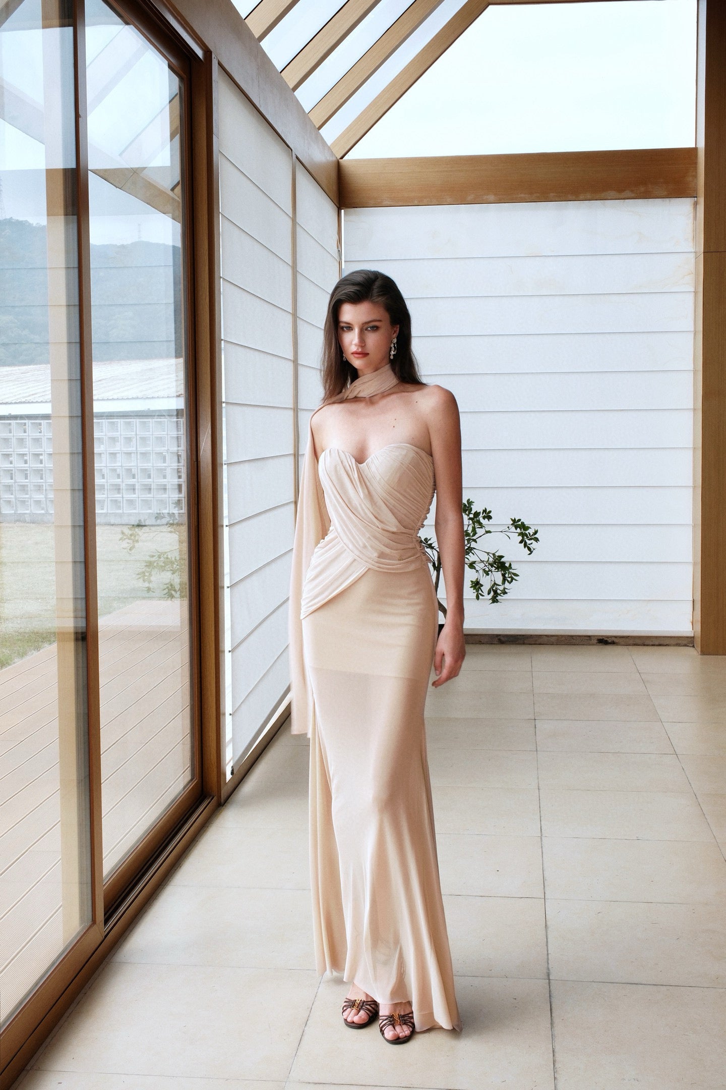 SHEERLUCK SLLYQ25223 Mesh ribbon irregular fish tail dress (3color)