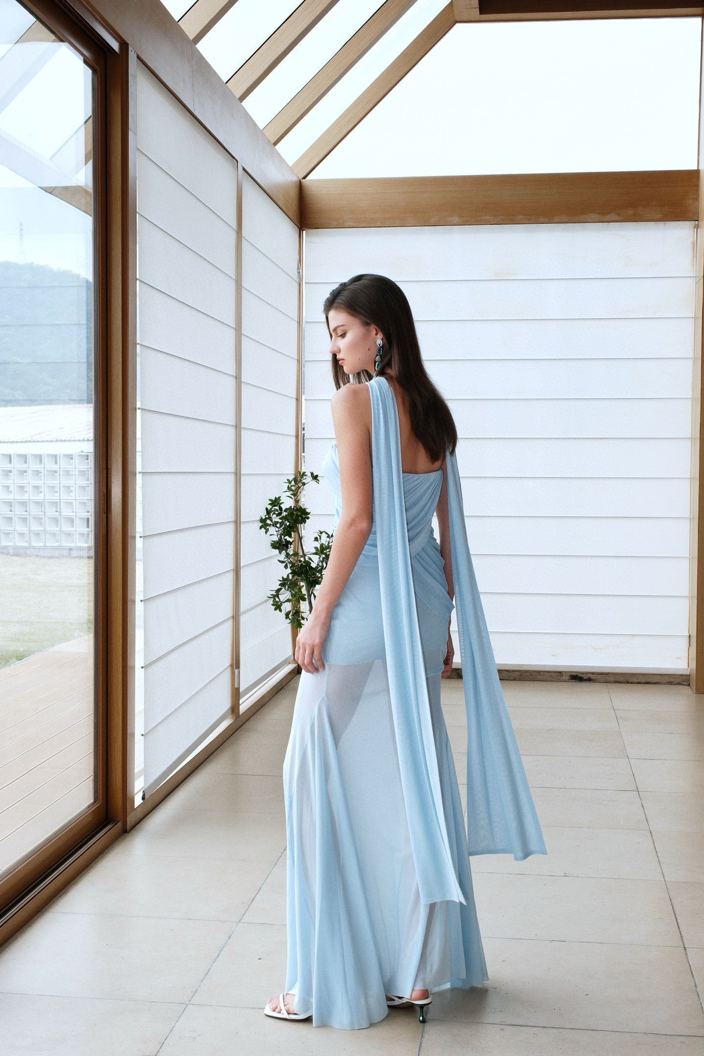 SHEERLUCK SLLYQ25223 Mesh ribbon irregular fish tail dress (3color)