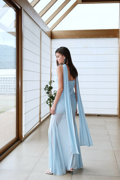 SHEERLUCK SLLYQ25223 Mesh ribbon irregular fish tail dress (3color)