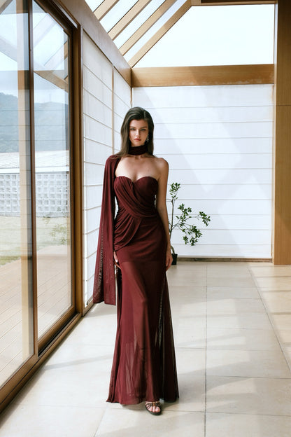 SHEERLUCK SLLYQ25223 Mesh ribbon irregular fish tail dress (3color)