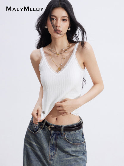 MacyMccoy MMC2026007 V-neck lace knit vest